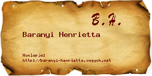 Baranyi Henrietta névjegykártya
